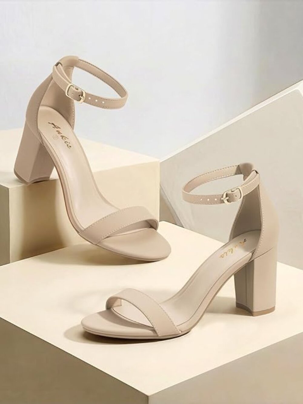 Heels for Women Open Toe Ankle Strap Chunky Heel Sandals 2.75 Inch